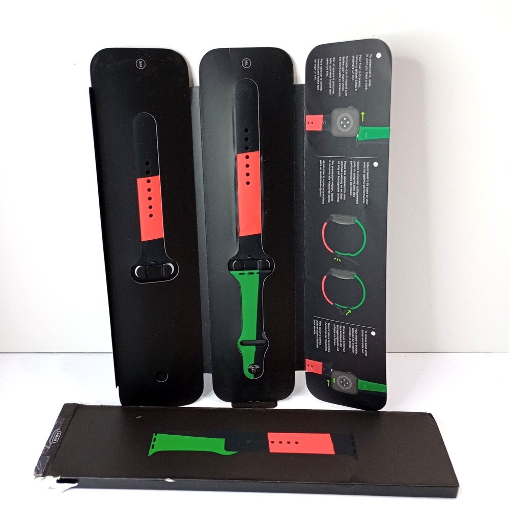 Apple Watch Black Unity Sport Band 44mm Genuine OEM Red Green Black Open Boxed